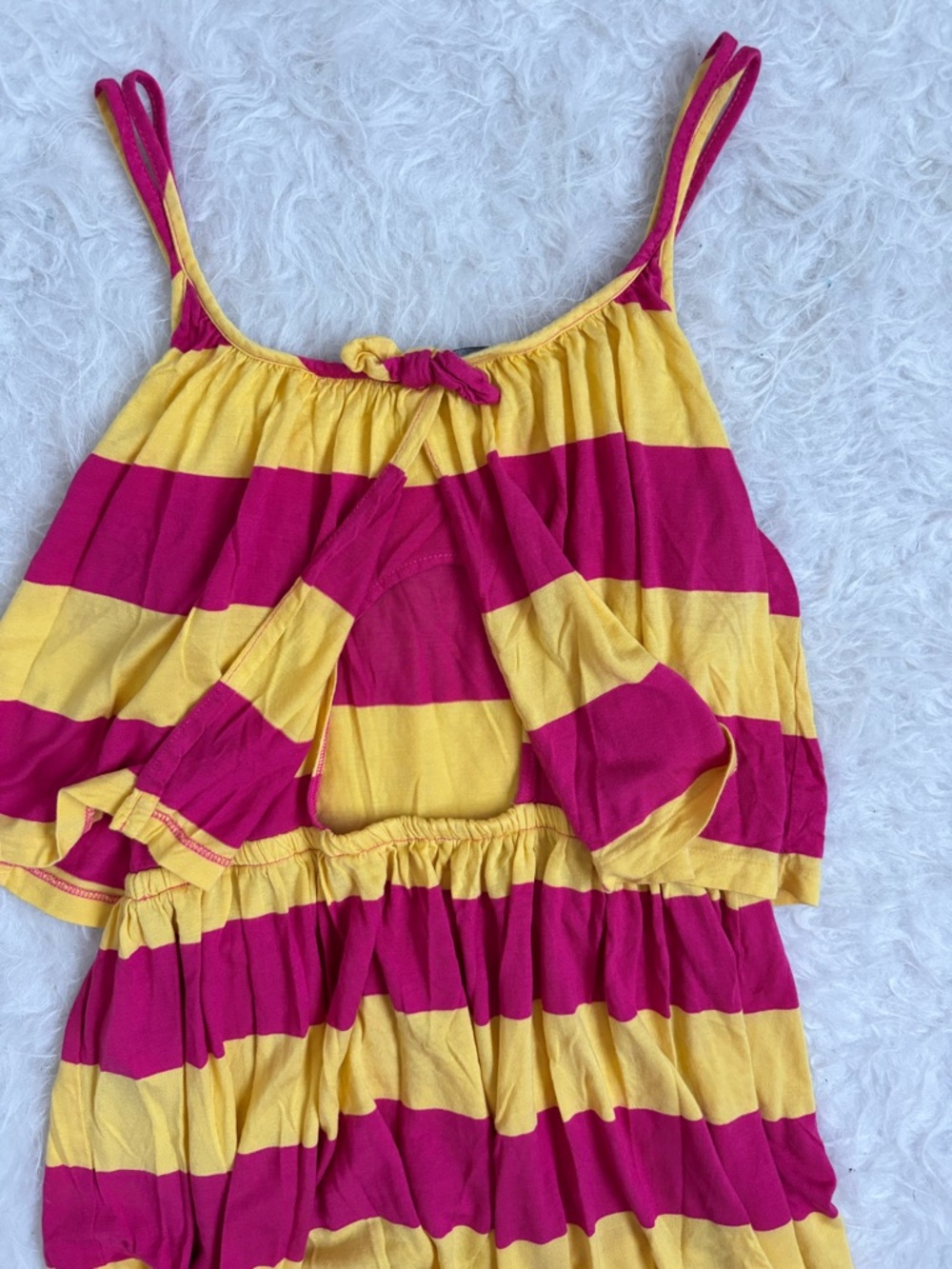 Ralph Lauren Girls Preppy Bold Yellow & Magenta Striped Sundress - Picture 5 of 6